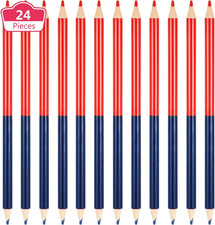 24 Pieces Red and Blue Colored Pencils Double Ended Checking Pencils Bulk Pre Sh