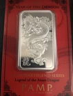2024 PAMP 1 Oz Silver Lunar Year of the Dragon Bar in Assay