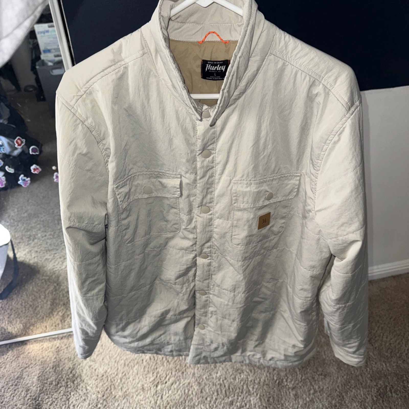 Hurley Siege Coaches Khaki Cargo Long Sleeve Jacket, Size Large