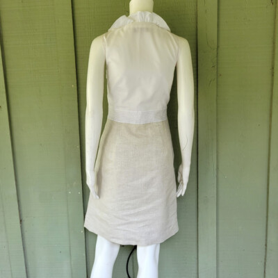 Robe Ann Taylor LOFT Petites 100% Lin, Taille 6P – Noir, Style Cocktail, Sans Manches, Longueur Genou – État Impeccable