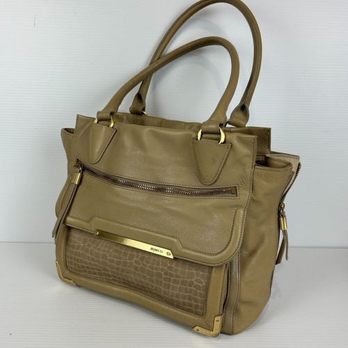 Mimco Leather Handbag Beige Gold Hardware Large Business Office