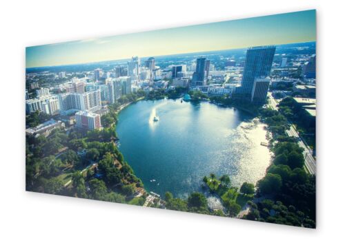 Kitchen rear panel splash protection made of glass lake in the city center 120x60 cm-