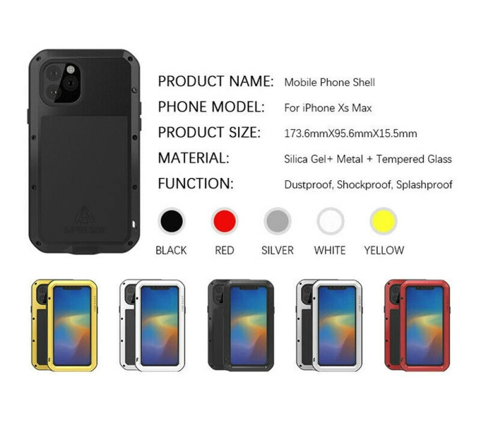 适用于 iPhone 16/15/14/13/12/11 Pro LOVE MEI 防震坚固金属装甲保护套 — 第 4/4 张图片