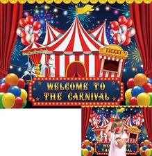 Carnival Circus Party Backdrop Decor Circus Tent Carousel Ticket Booth Backdrop