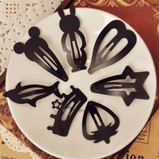 36 Assorted Black Metal Snap Girls Hair Clips Barrette Baby Bows
