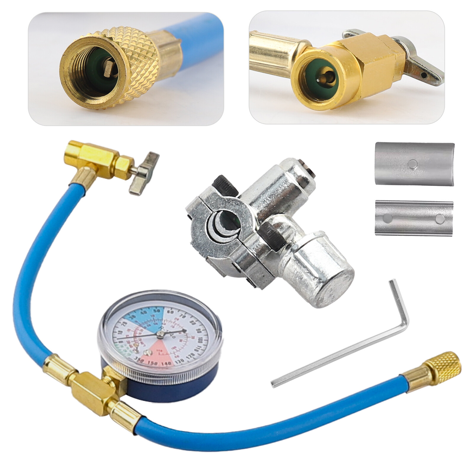 BPV31 Bullet Piercing Tap Valve Kits For Home Use Refrigerator w/ Pressure Gauge