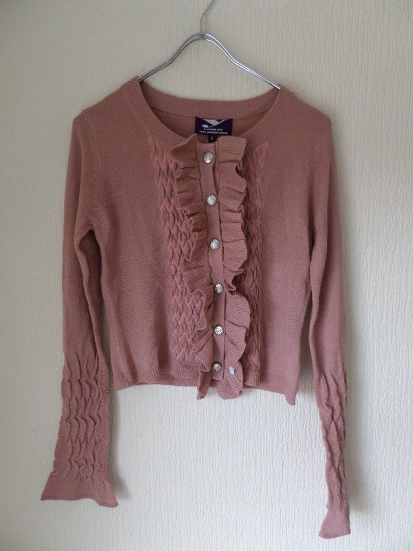 Pink ruffle best sale cardigan