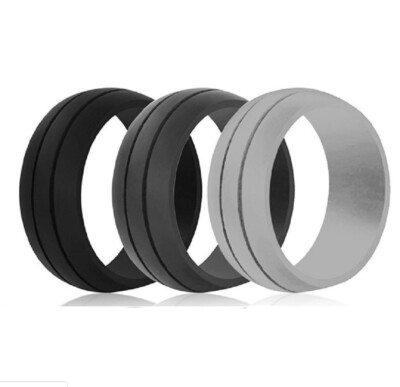 3 Pack Silicone Wedding Rings Unisex Rubber Bands for Active Lifestyles & Sports