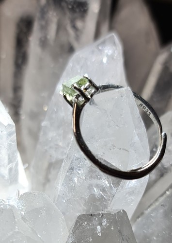 Natural Raw Moldavite Adjustable 925 Silver Ring - Picture 10 of 12