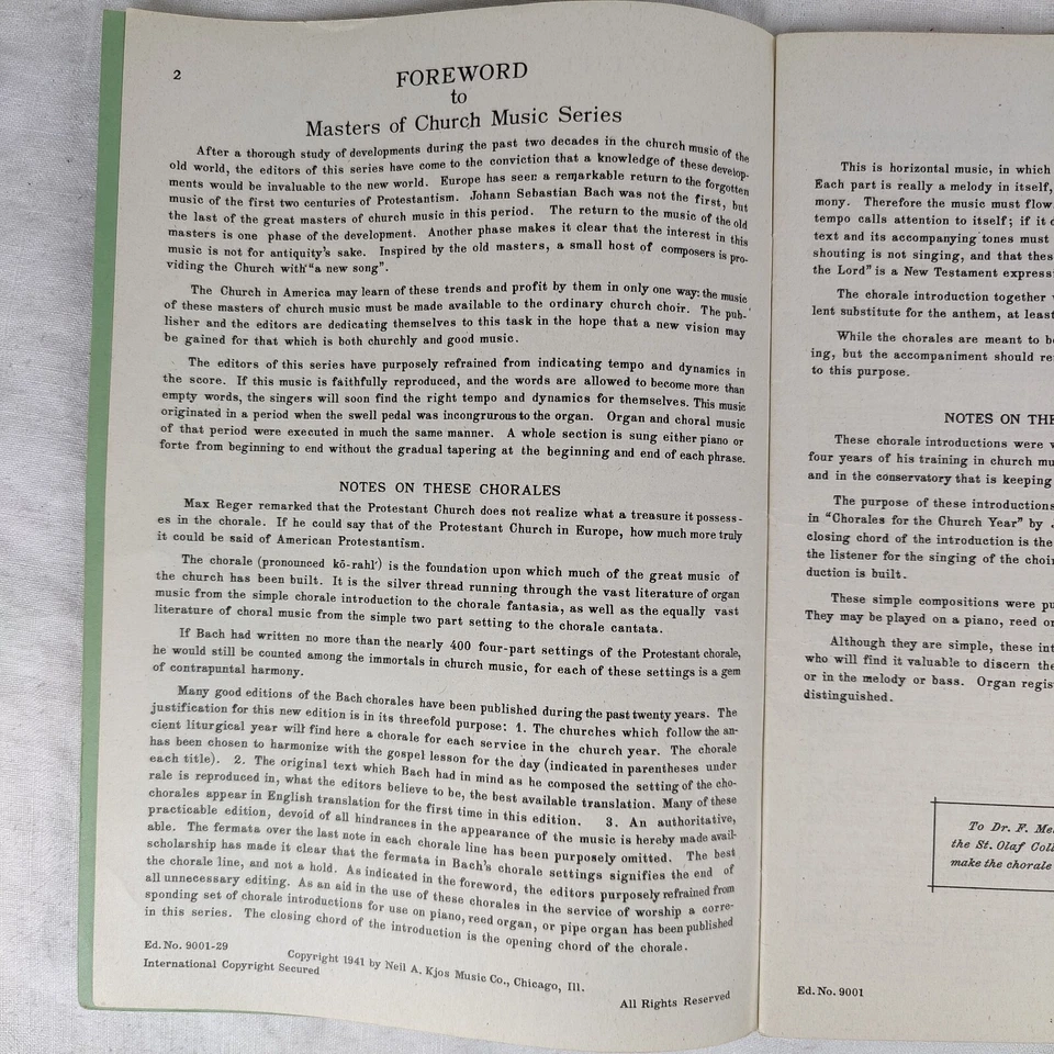 RARE 1941 "Advent Christmas Cycle" J. S. BACH Chorales for the Church Year 9001 - Image 4 of 4
