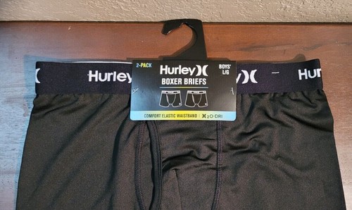 New! HURLEY Big Boy's Performance Boxer Briefs Underwear 2 Pack Black Free Ship - Picture 3 of 13