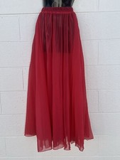 Red Chiffon Skirt Formal Maxi Skirt Elastic Waist Fits 24-34 in