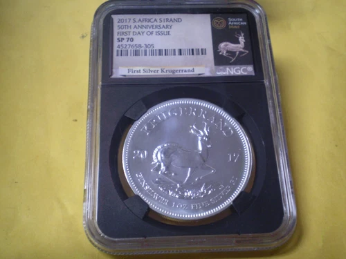 2017 South Africa SP 70 First Silver Krugerrand First Day of Issue 1 Oz. NGC