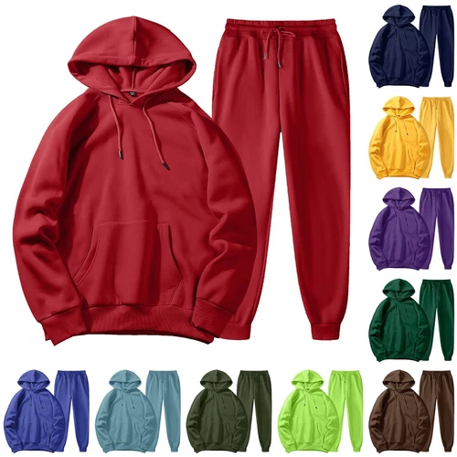 Men's Tracksuit 2 Piece Hooded Athletic Sweatsuits Casual Running Jogging Sports
