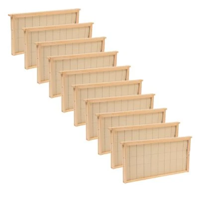 LEHMAN'S Beekeeping Deep Beehive Frame, Wired Beeswax Foundation, Amish Made, Set of 10