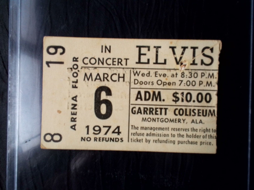 1974 Elvis Presley BIGLIETTO STUB - Montgomery, Ala - 6 marzo 1974 + FRANCOBOLLO Elvis 29 centesimi - Foto 5 di 9