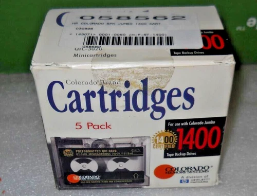 5 Used Colorado Jumbo  1400 Preformatted QIC-3020 Mini Cartridges