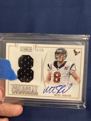 Matt Schaub Auto National Treasures game-used Jersey 2013 On Card Texans 11/25