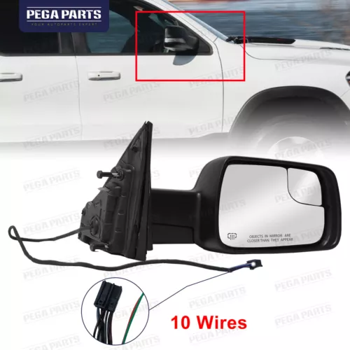 Heated Mirror w/Power Fold Signal Light Right For 2019-2024 Ram 1500 68276500AH