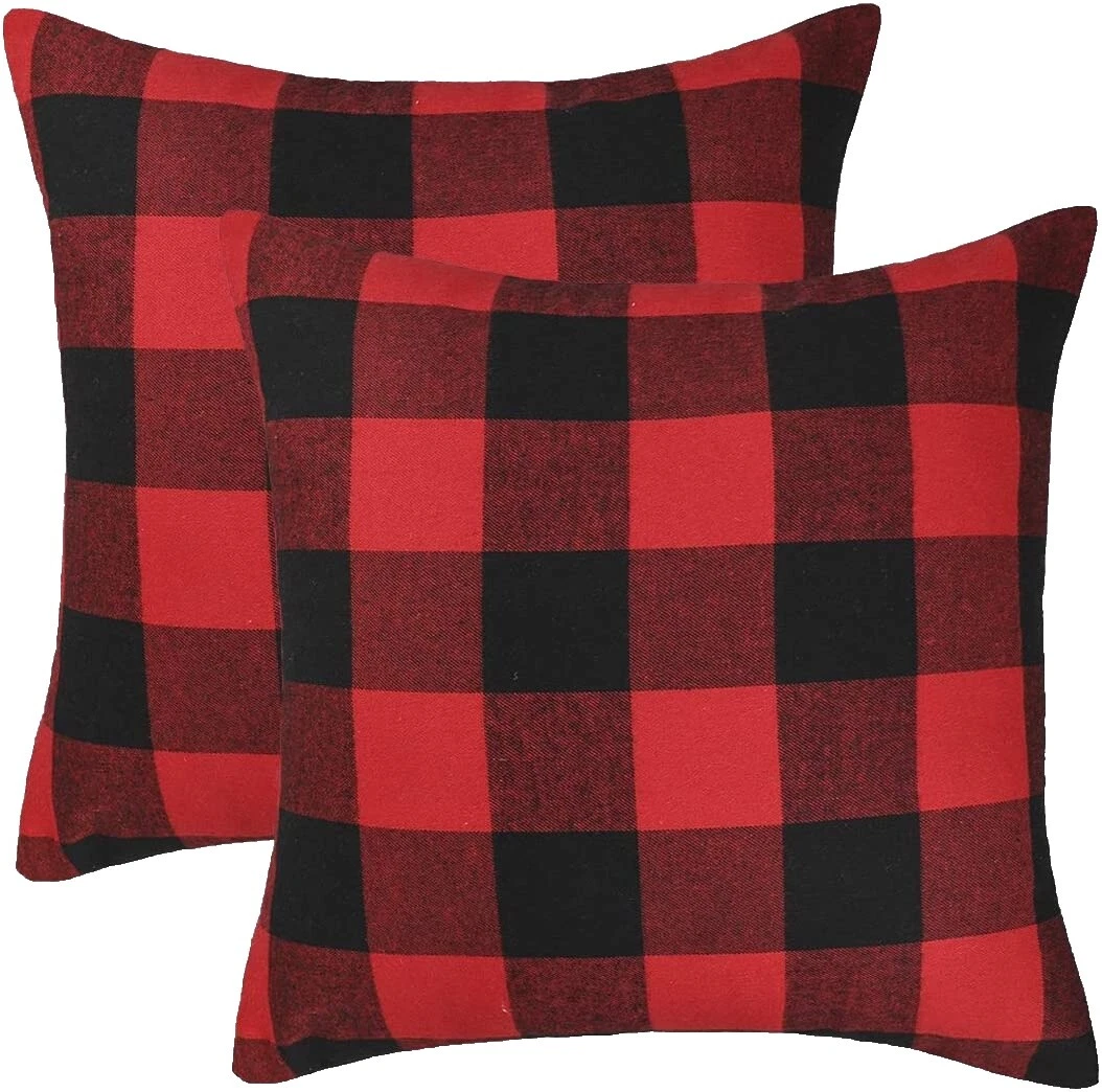 Plaid Black Modern Home Décor Pillows