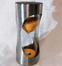 1970 Stainless Steel Hourglass, Signed REMY LETANG (Orange Sand) 3 Minutes! POP