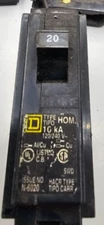 Square D HOM 10KA 120/240V 50/60 Hz Single Pole 20Amp Circuit Breaker N-6020