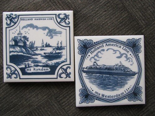 Holland American Line Kreuzfahrtschiff Keramikfliese Souvenir Untersetzer Menge/2er Set - Bild 1 von 6