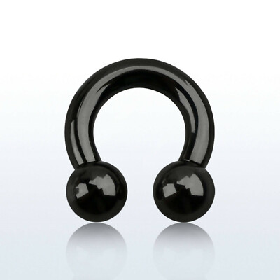 Schwarz Circular Barbell Piercing Ohrring Nasenring Brust Septum Blackline 4,0MM