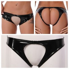 Womens Briefs G-string Panties Underpants Underwear Swimwear Leather Cutout