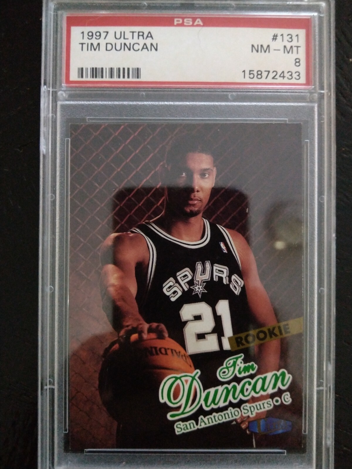 1997-98 Ultra Basketball #131 Tim Duncan RC PSA 8 NM-MT Spurs HOF