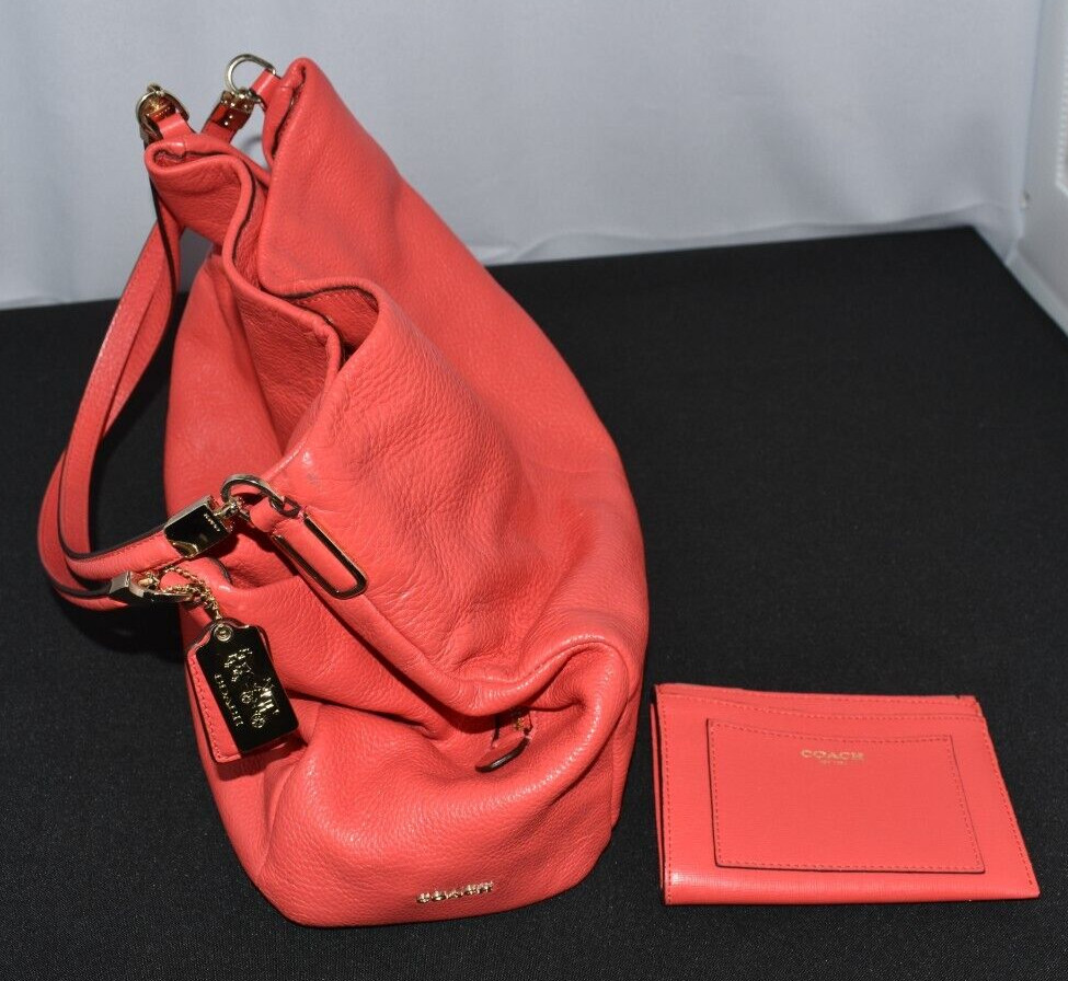 Coach Madison Pebble Leather Salmon Pink Hobo Shoulder bad with
