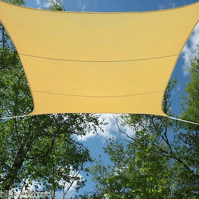 BLUEDOT TRADING SAND BEIGE WATERPROOF SUN SHADE SAIL UV BLOCKING CANOPY COVER 13x13 FT SQUARE