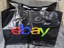 eBay TOTE BAG 22"X15" BLACK Polypropylene IKEA STYLE Double HANDLES X-Large NEW!