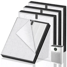 Pulluty HAP603 Replacement 3-in-1 H13 HEPA Activated Carbon Filter 4 Pack White