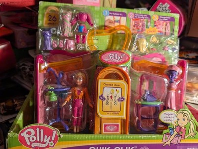 2004 Polly Pocket Quik Clik Polly Fashion Boutique Magnetic Dressing Room New