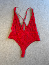 Victoria's Secret romantic red lace teddy bodysuit L