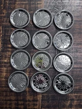 VTG MCM Irvinware Metal Coasters 3 7/8" Set of 12 Starburst Pattern Made In USA