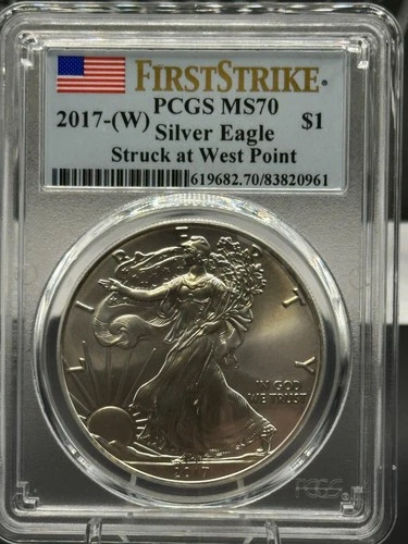 2017-W American Silver Eagle PCGS MS70 First Strike West Point .999 Fine Silver