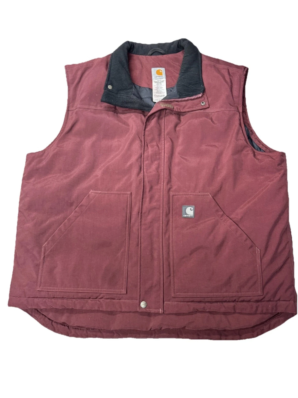 Carhartt V27 RDW Nylon Insulated Vest Water Repellant Maroon Mens 2XL XXL Nice