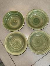 Philippe Richard Swirl Hand Painted Salad Soup Bowl Green