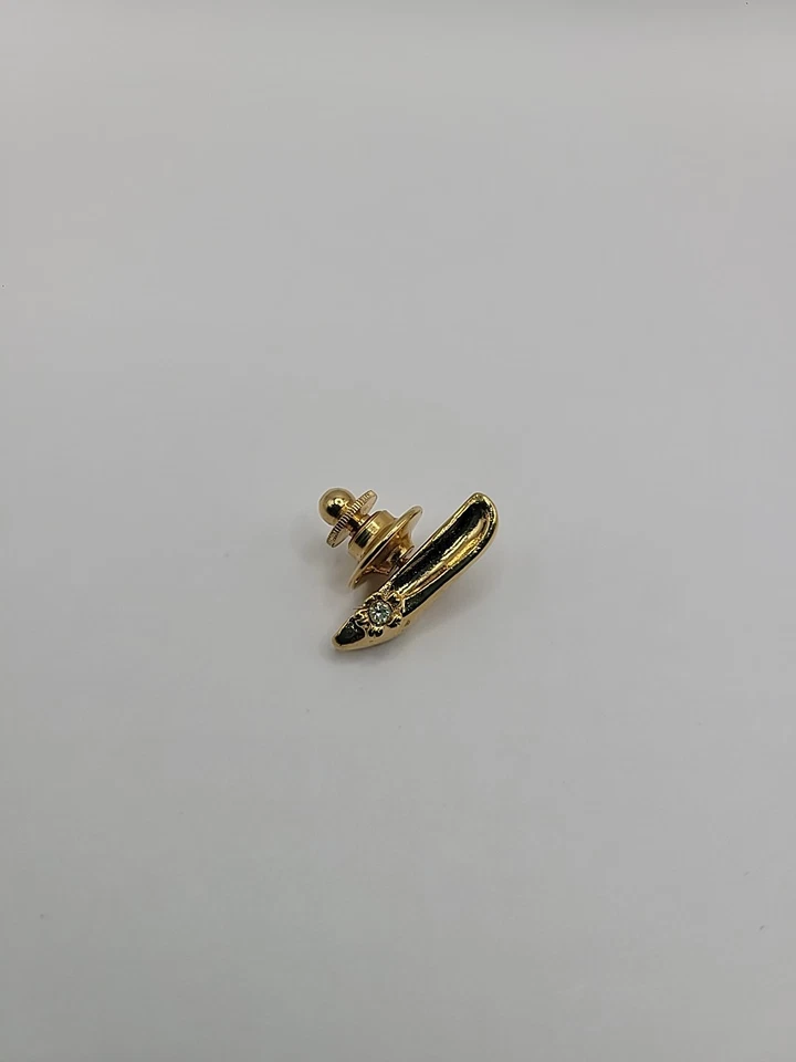Vintage Avon Pin Gold Tone Ladies High Heel Pump Crystal White Jewelry Costume - Image 2 of 4