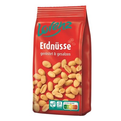 (10,75 /1kg) Lorenz Erdnüsse gesalzen, Knabberartikel, 200g Beutel