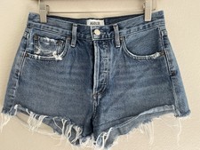 AGOLDE Parker Cut Off Shorts Distressed Light Wash Denim Size 25.