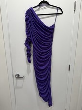 Fashion Nova Purple Ruched One Shoulder Maxi Dress Long Sleeve XL