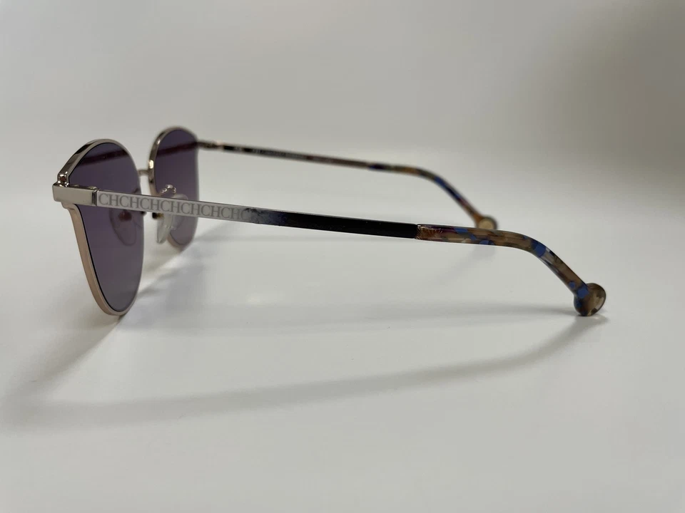 Auténticas gafas de sol Carolina Herrera 104 0A39 de metal dorado Cateye marrón degradado Foto 3 de 4