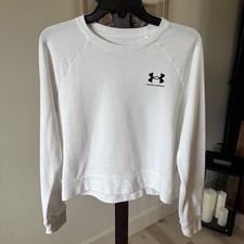 Women  s Under Armour White Terry Rival Crew Small