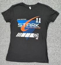 Marvel Stark Industries Motor Racing Black T-Shirt Size L Iron Man Tony Stark