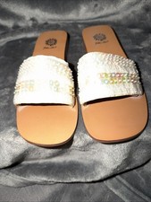 Yellow Box Women's Size 7M Rhinestone Wedge Sandals