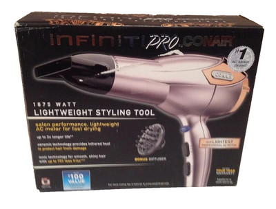 InfinitiPro Conair 1875W Ionic Hair Dryer   Rose Gold Professional Blow Dryer