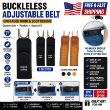 Adjustable Buckleless Elastic Belt Hook Loop Waist Belt for Men Women 1/2PCS